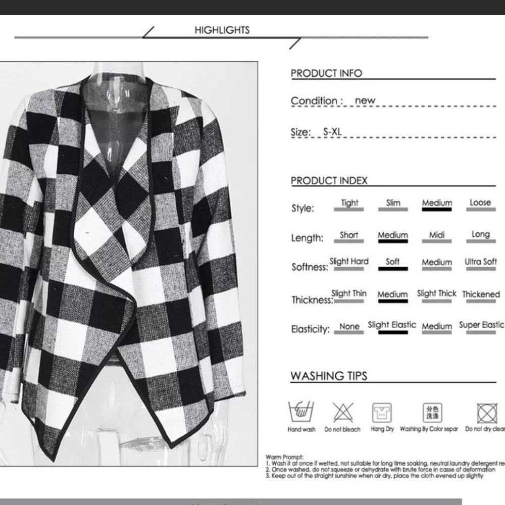 REDUCED! Plaid Cascade Open Waterfall Cardigan - Picture 7 of 8